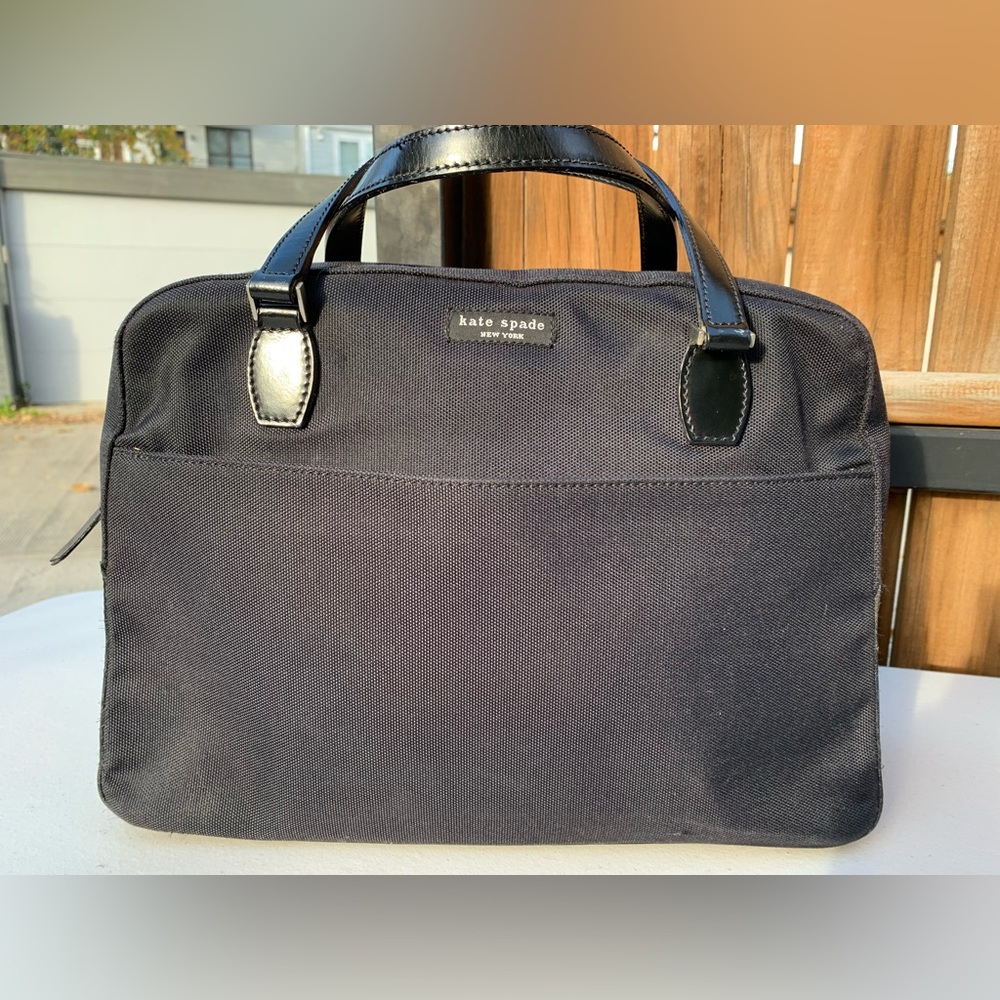 Vintage Kate Spade Black Canvas Bowler Handbag